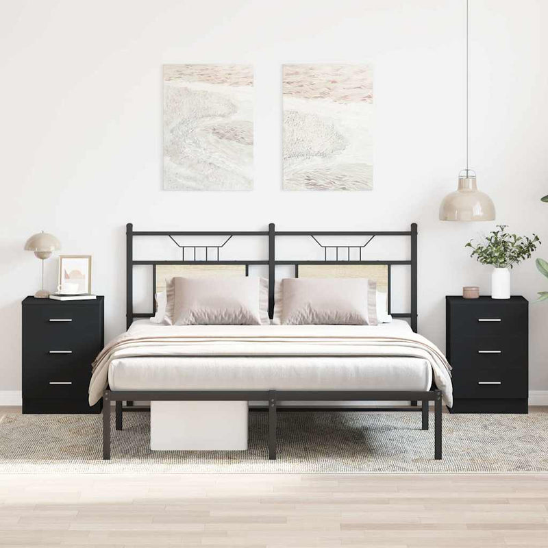 Noptiere, 2 buc., negru, 38x35x56 cm, lemn prelucrat