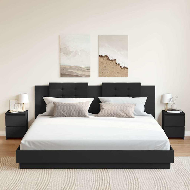 Noptiere, 2 buc., negru, 30x30x40 cm, lemn prelucrat