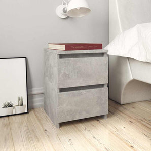 Noptiere, 2 buc., gri beton, 30x30x40 cm, lemn prelucrat