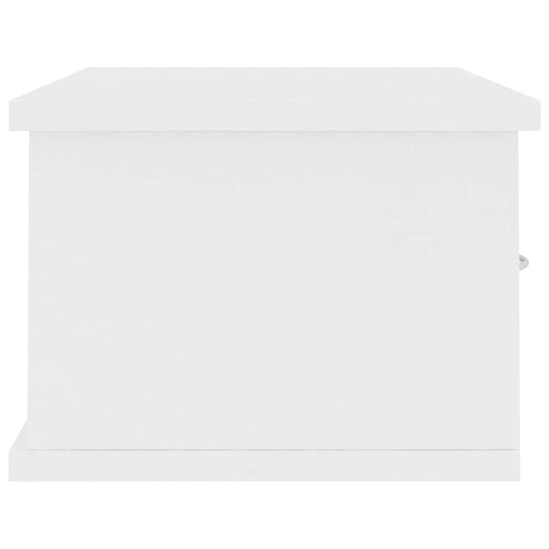 Raft de perete cu sertar, alb, 60x26x18,5 cm, lemn prelucrat