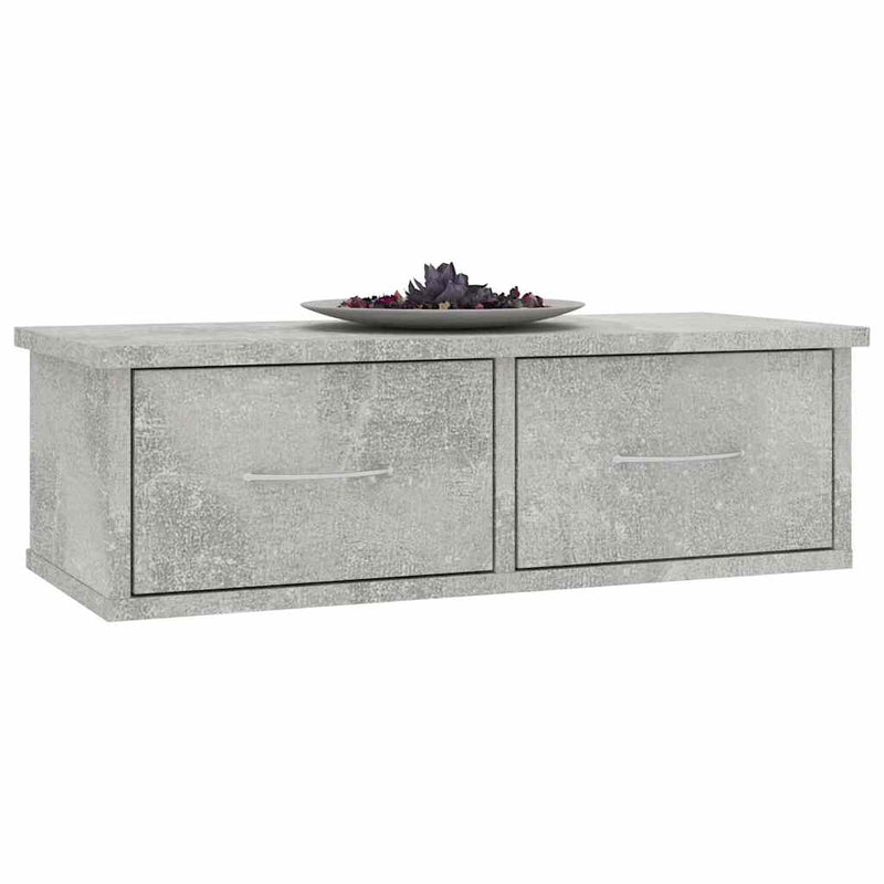 Dulap de perete cu sertare, gri beton, 60x26x18,5 cm