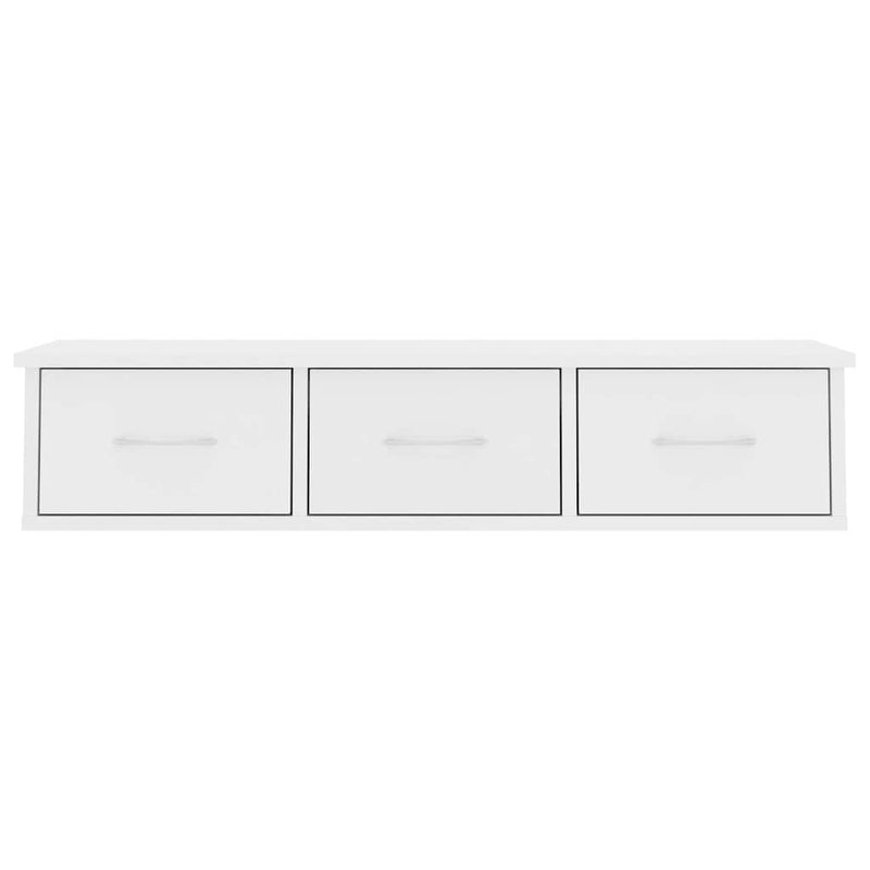Raft de perete cu sertare, alb, 88x26x18,5 cm, lemn prelucrat