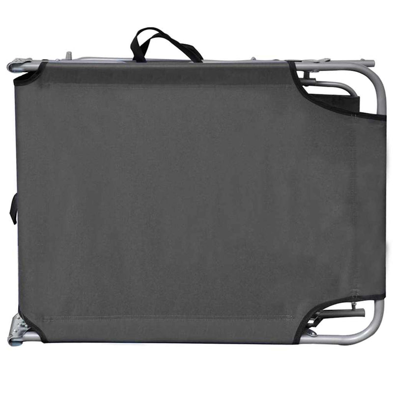 Șezlong pliabil cu copertină, gri, aluminiu