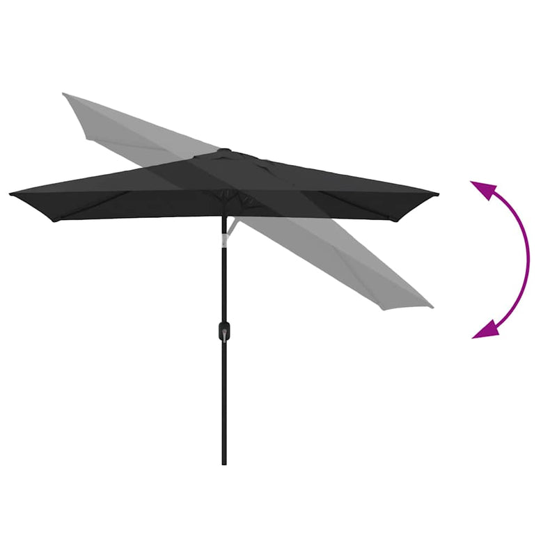 Umbrelă de soare de exterior cu stâlp metalic, negru 300x200 cm