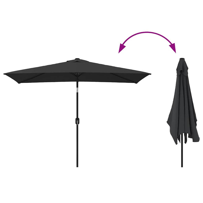 Umbrelă de soare de exterior cu stâlp metalic, negru 300x200 cm