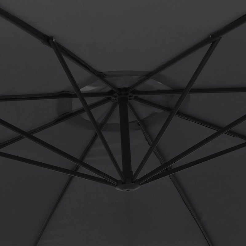 Umbrelă consolă de grădină cu stâlp din aluminiu, negru, 350 cm