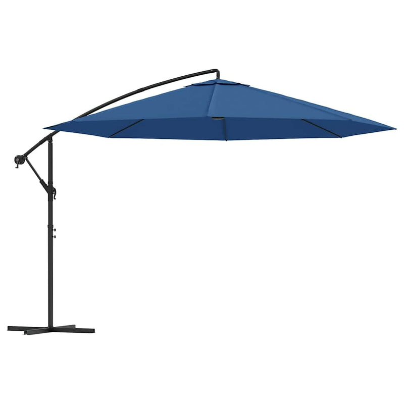 Umbrelă consolă de grădină, stâlp din aluminiu, albastru 350 cm