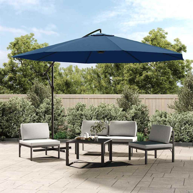 Umbrelă consolă de grădină, stâlp din aluminiu, albastru 350 cm