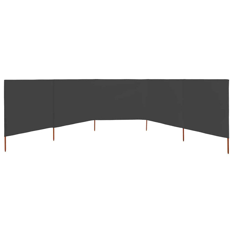 Paravan anti-vânt cu 5 panouri, antracit, 600 x 80 cm, textil