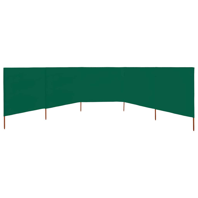 Paravan anti-vânt cu 5 panouri, verde, 600 x 160 cm, textil