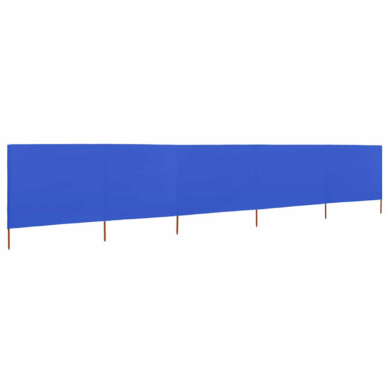 Paravan anti-vânt cu 5 panouri, azur, 600 x 160 cm, textil