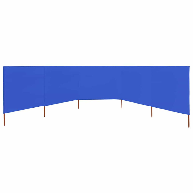 Paravan anti-vânt cu 5 panouri, azur, 600 x 160 cm, textil