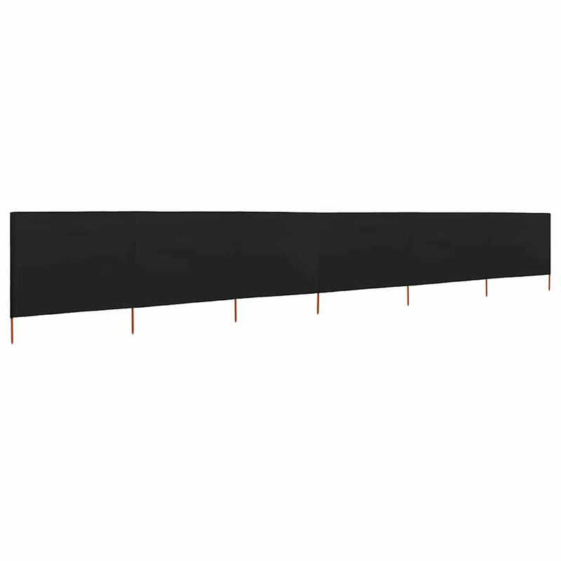 Paravan anti-vânt cu 6 panouri, negru, 800 x 120 cm, textil