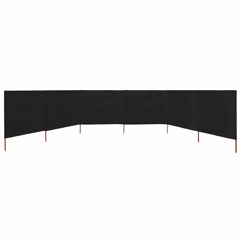 Paravan anti-vânt cu 6 panouri, negru, 800 x 120 cm, textil