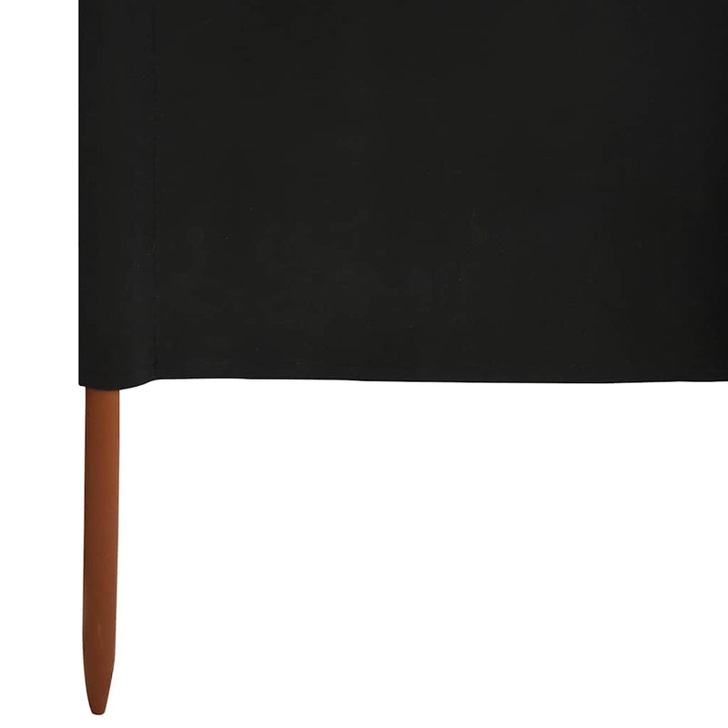 Paravan anti-vânt cu 6 panouri, negru, 800 x 120 cm, textil