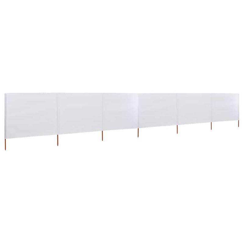 Paravan anti-vânt cu 6 panouri, alb nisipiu, 800x160 cm textil