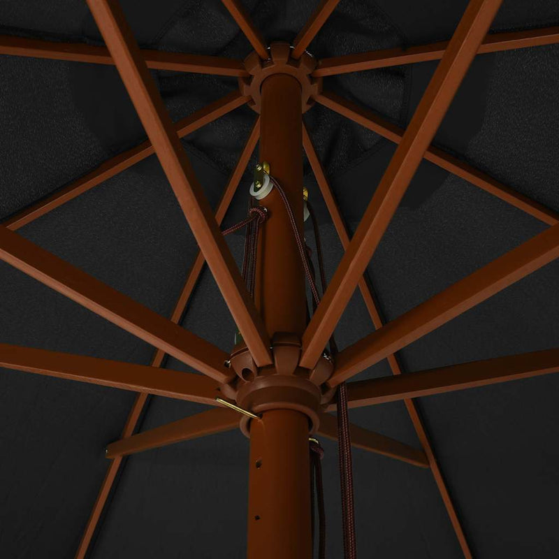 Umbrelă de soare de exterior, stâlp din lemn, antracit, 330 cm