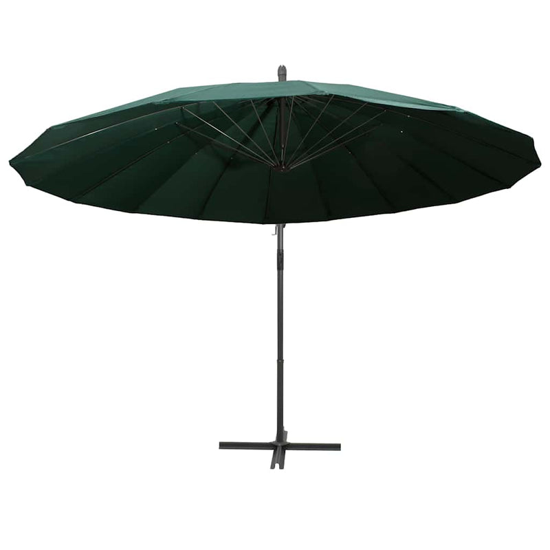 Umbrelă de soare suspendată, verde, 3 m, stâlp de aluminiu