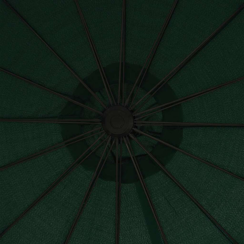 Umbrelă de soare suspendată, verde, 3 m, stâlp de aluminiu