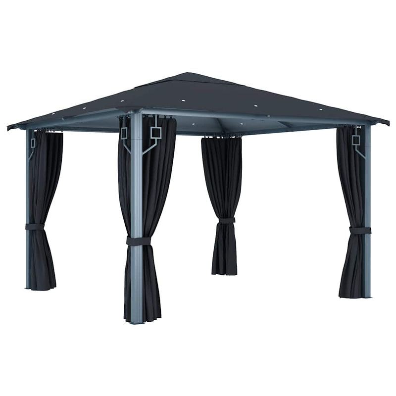 Pavilion cu perdele, antracit, 300 x 300 cm, aluminiu