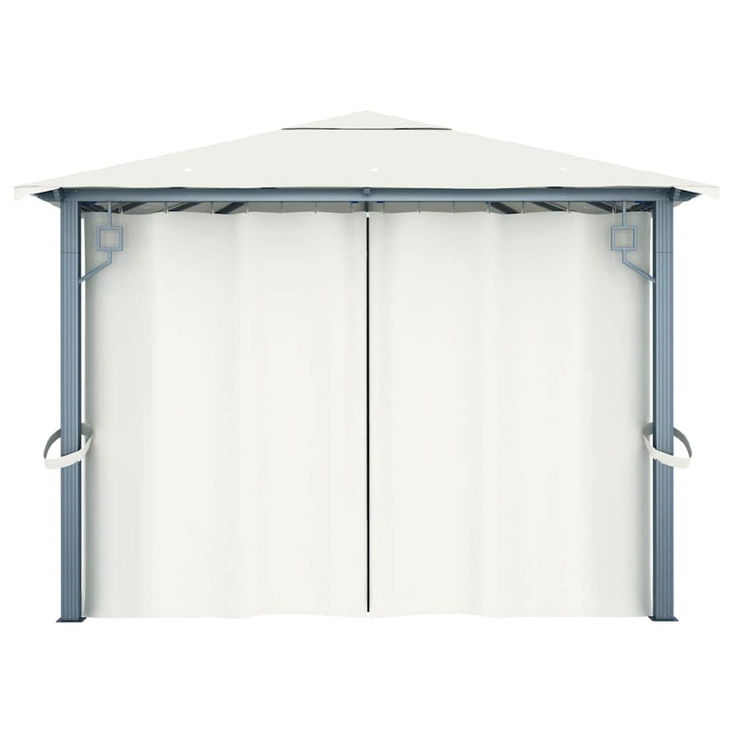 Pavilion cu perdele, crem, 400 x 300 cm, aluminiu