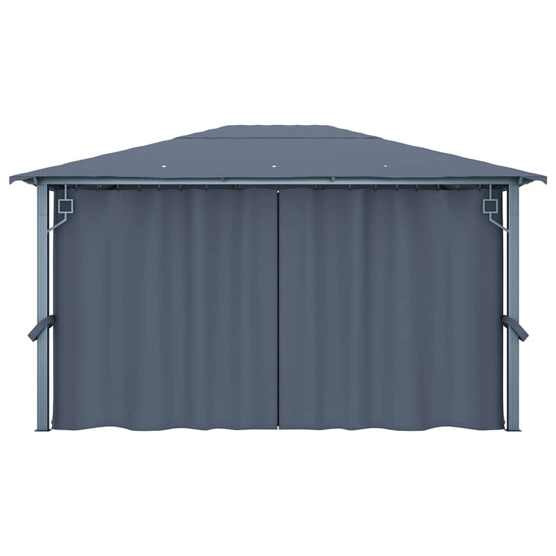 Pavilion cu perdele, antracit, 400 x 300 cm, aluminiu