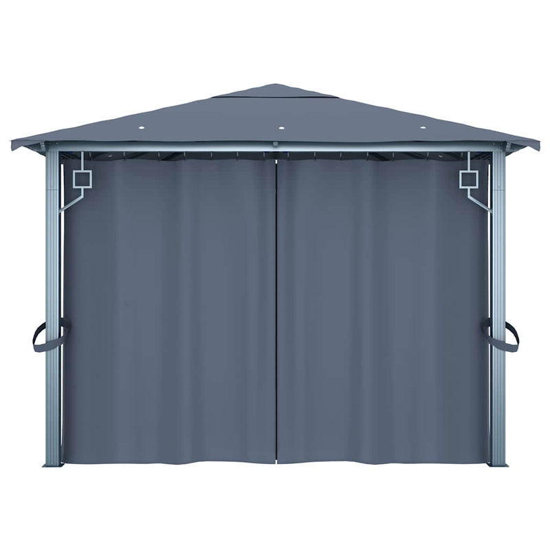 Pavilion cu perdele, antracit, 400 x 300 cm, aluminiu