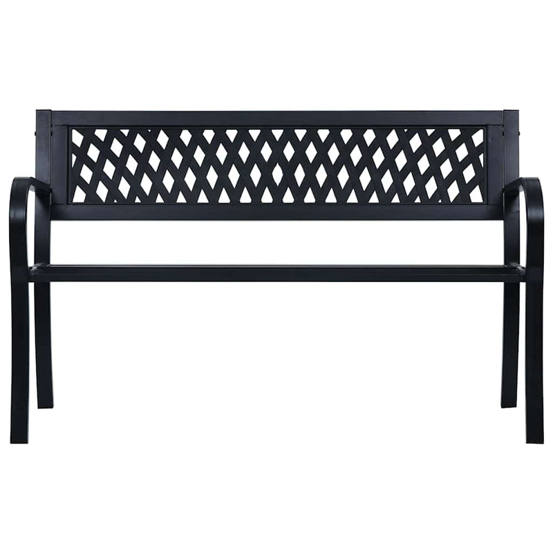 Bancă de grădină, negru, 125 cm, oțel