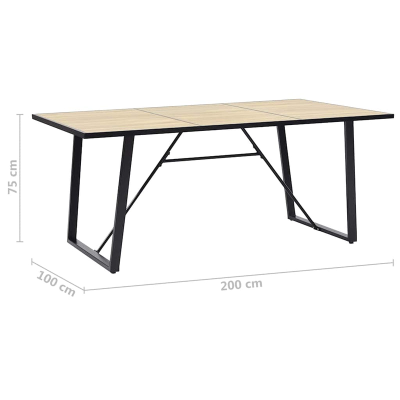 Masă de bucătărie, stejar, 200 x 100 x 75 cm, MDF