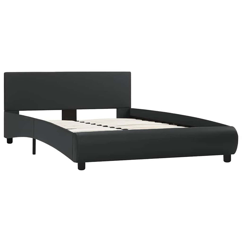 Cadru de pat cu LED, negru, 120 x 200 cm, piele ecologică
