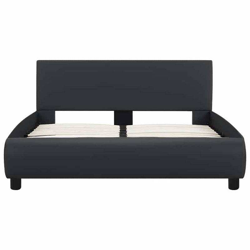 Cadru de pat cu LED, negru, 120 x 200 cm, piele ecologică