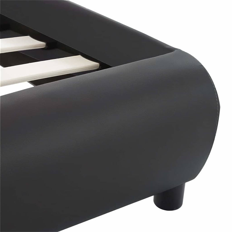 Cadru de pat cu LED, negru, 120 x 200 cm, piele ecologică
