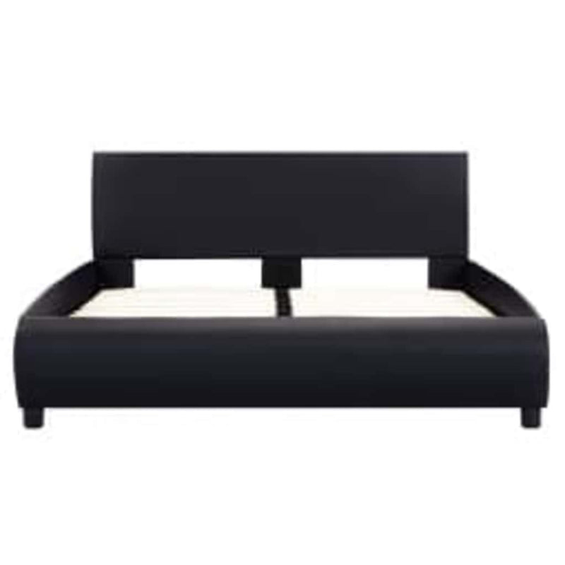 Cadru de pat cu LED, negru, 140 x 200 cm, piele ecologică