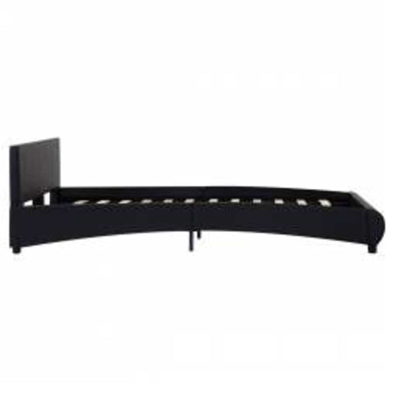 Cadru de pat cu LED, negru, 140 x 200 cm, piele ecologică