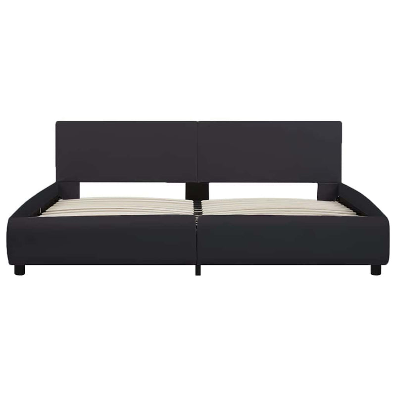 Cadru de pat cu LED, negru, 160 x 200 cm, piele ecologică