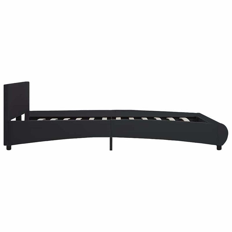 Cadru de pat cu LED, negru, 160 x 200 cm, piele ecologică