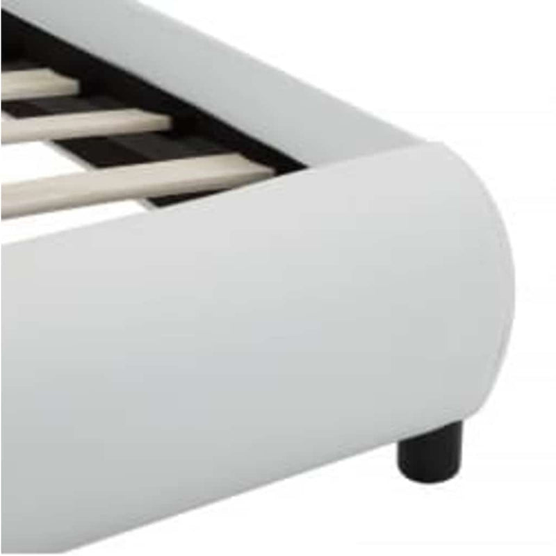 Cadru de pat cu LED-uri, alb, 100 x 200 cm, piele ecologică