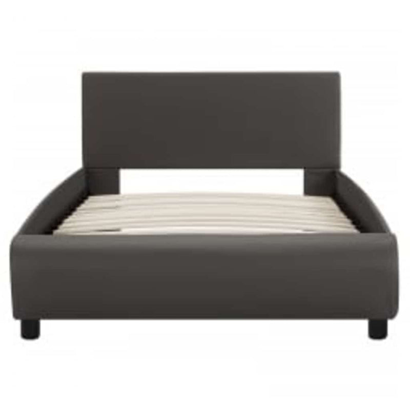 Cadru de pat cu LED, gri, 90 x 200 cm, piele ecologică