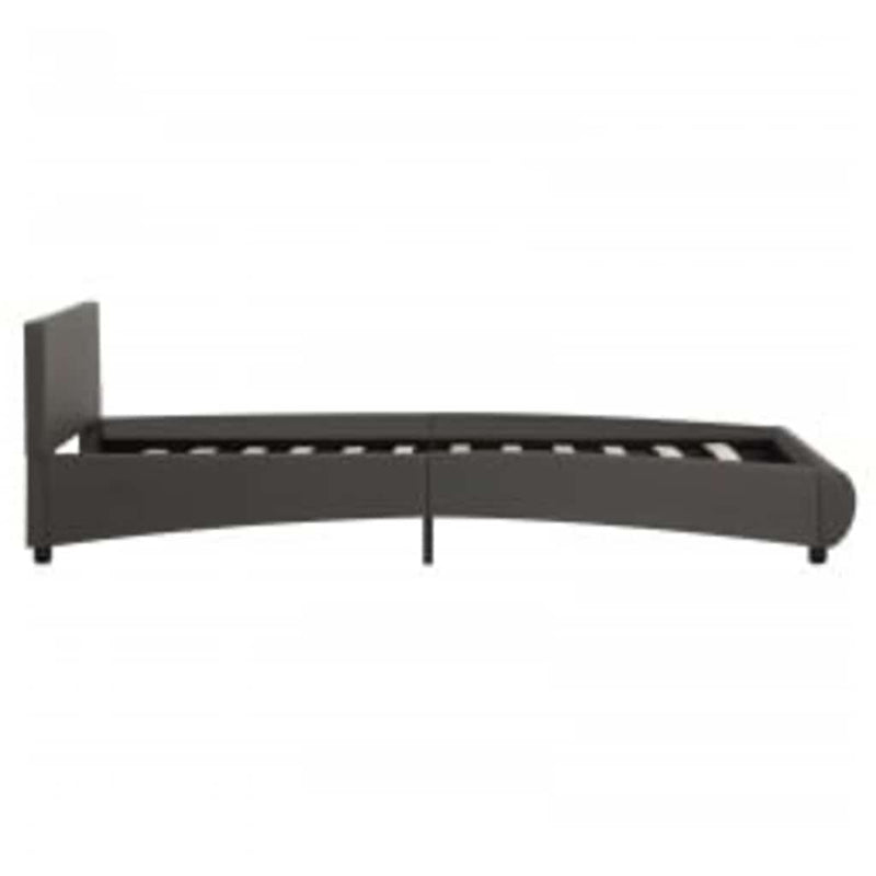 Cadru de pat cu LED, gri, 90 x 200 cm, piele ecologică