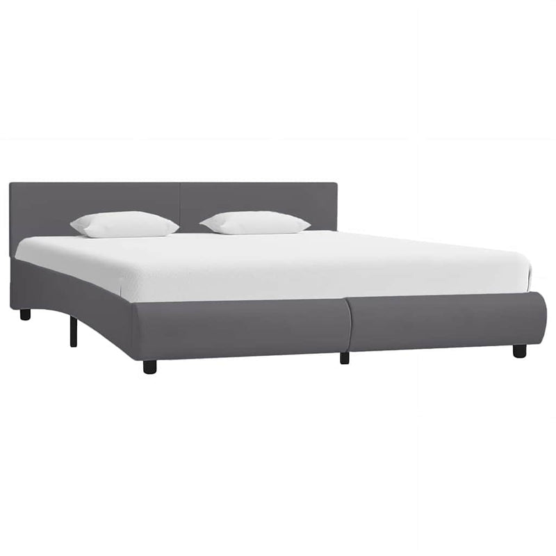 Cadru de pat cu LED, gri, 180 x 200 cm, piele artificială