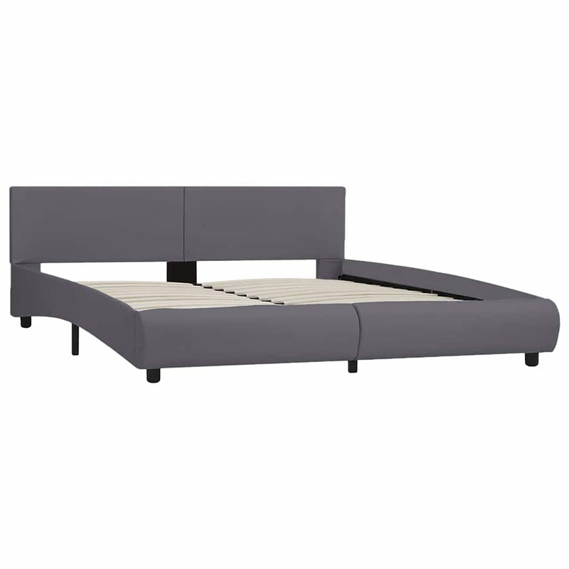 Cadru de pat cu LED, gri, 180 x 200 cm, piele artificială