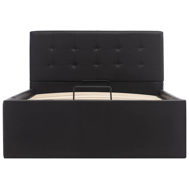 Cadru pat hidraulic cu ladă negru 90 x 200 cm piele ecologică