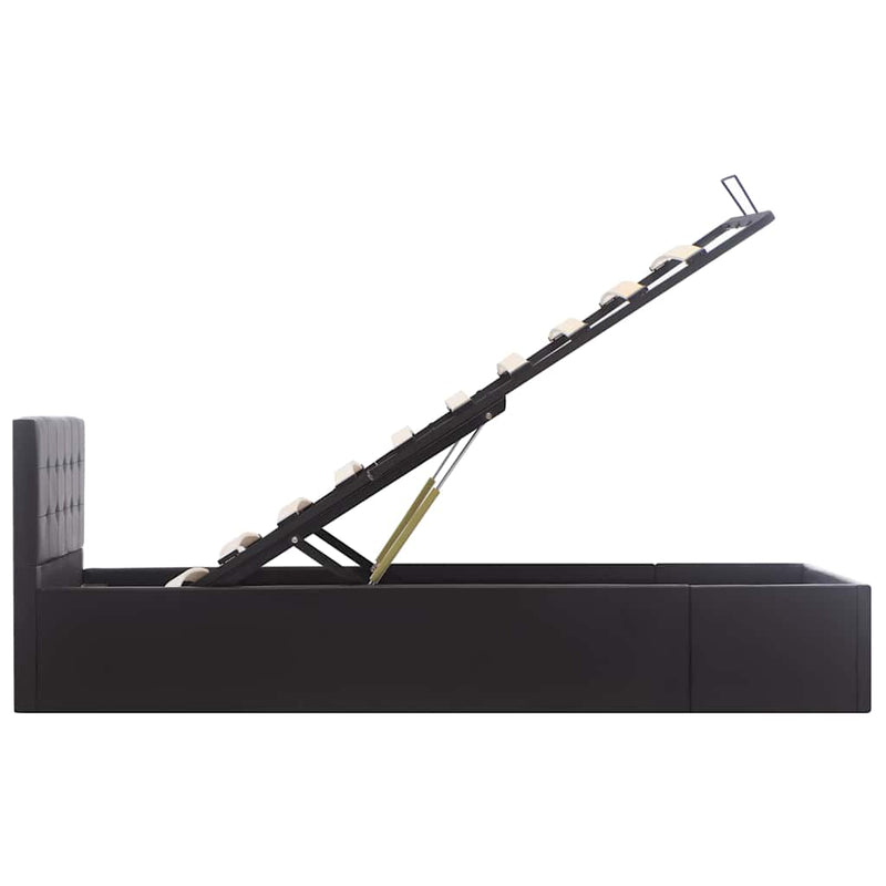 Cadru pat hidraulic cu ladă negru 90 x 200 cm piele ecologică