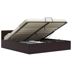 Cadru pat depozitare hidraulică gri 180x200 cm piele ecologică