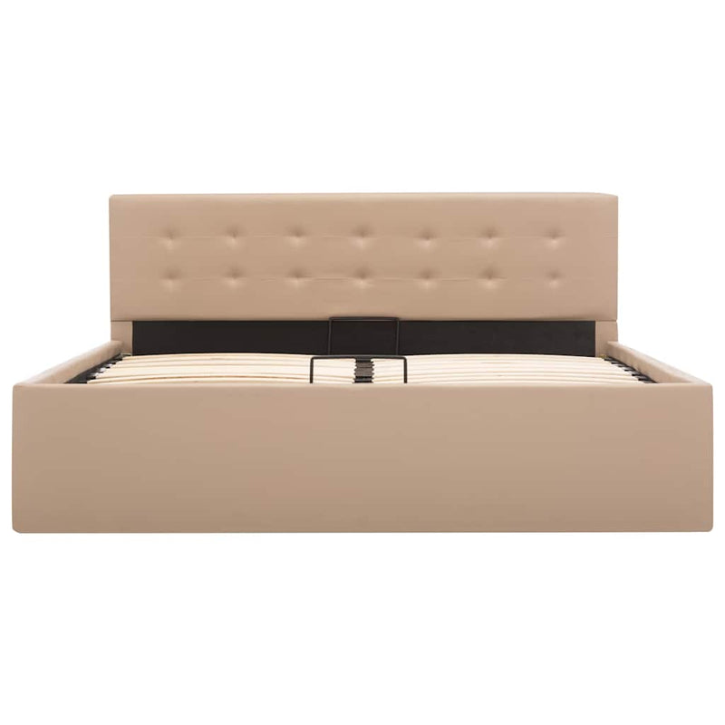 Cadru pat hidraulic, depozitare cappuccino 140x200 cm piele eco