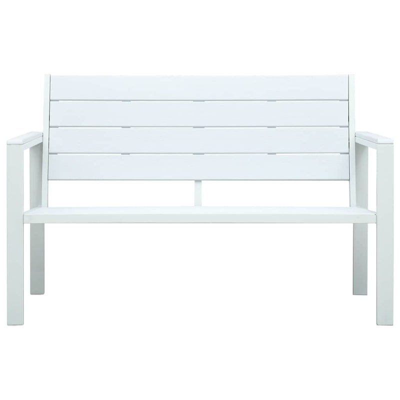 Bancă de grădină, alb, 120 cm, aspect de lemn, HDPE