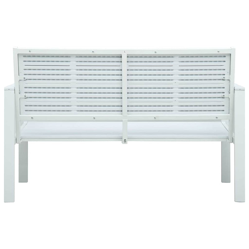 Bancă de grădină, alb, 120 cm, aspect de lemn, HDPE