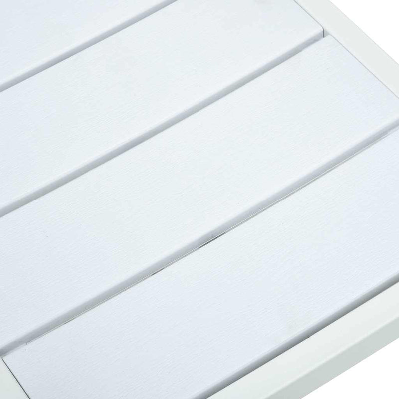 Scaune de grădină, 4 buc., alb, HDPE, aspect lemn