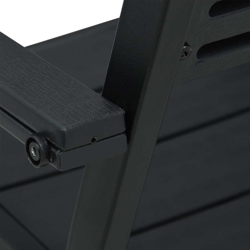 Scaune de grădină, 2 buc., negru, HDPE, aspect lemn