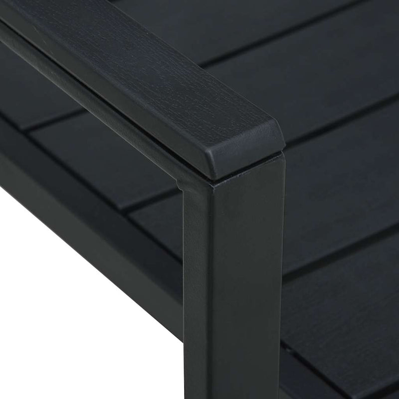 Scaune de grădină, 2 buc., negru, HDPE, aspect lemn